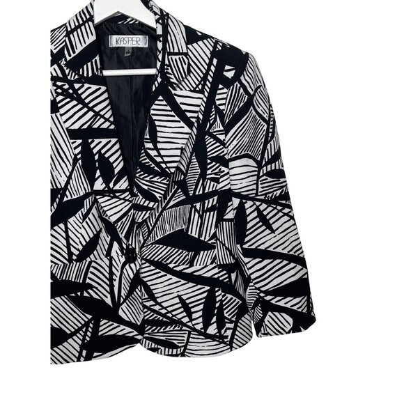Kasper Black White Abstract Blazer 6 Modern Workwear One Button Jacket - Picture 3 of 13